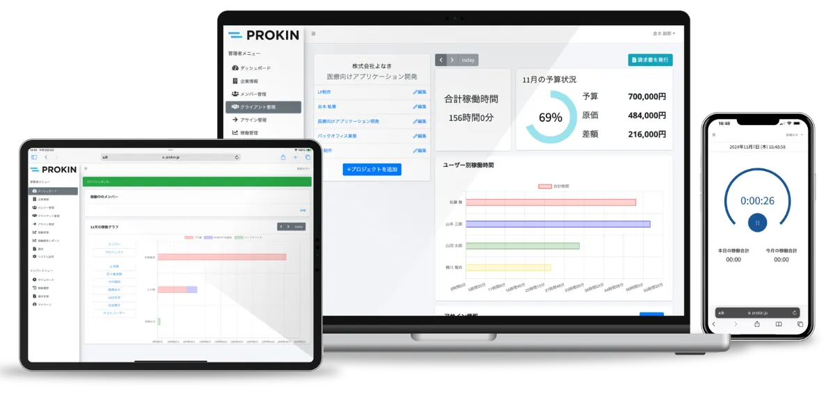 プロ勤の画面イメージ